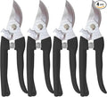 Pruning Shears for Gardening, 4 Pack Garden Scissors for Cutting Fresh Flowers, Floral Clippers for Plants, Fruits (Black)