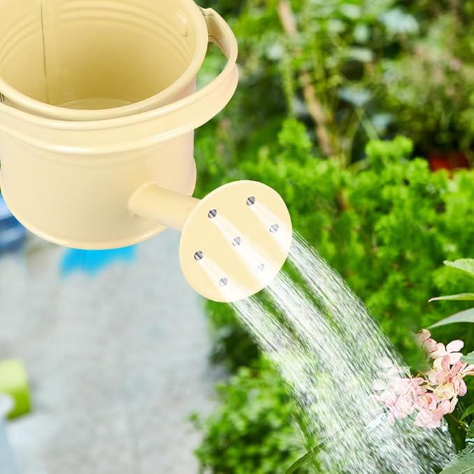 DOITOOL Kids Watering can Metal Portable Small Watering Pot for Indoor Outdoor Plants Flowers with Long Spout and Stable Base 6 Inch