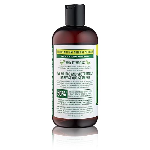 Liquid Seaweed Premium Concentrate – Undiluted Kelp Extract with No Fillers or Colorants – All Natural Fertilizer for Plant & Flower Growth Seed Germination & Root Development – 16 Oz