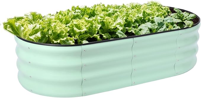 Galvanized Raised Garden Bed Kits Outdoor Metal Raised Planter Bed for Vegetables Flowers Ground Planter Box-Olive Green, 46.5 x 23.6 x 11.8 in