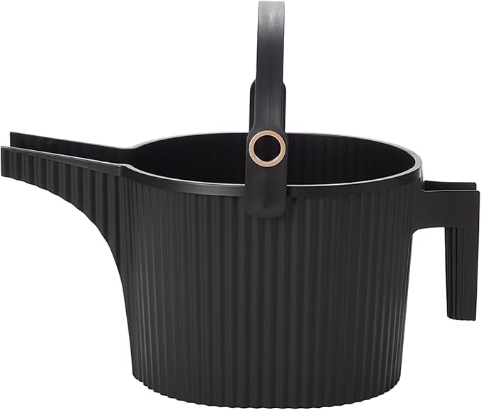 Hachiman Large Watering Can - 5 L Plant Watering Can with Widened Spout for Indoor and Outdoor Plants - Hands-Free Filling - 15" × 7.2" - Black