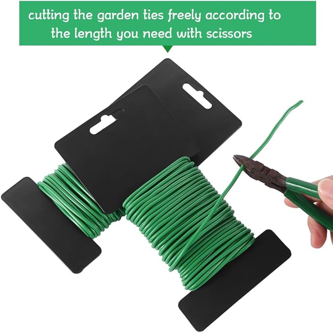 Shintop Reusable 2.8mm Garden Plant Twist Tie, 2PCS Heavy Duty Soft Wire Tie for Gardening, Home, Office (Green, 65.6 Feet)