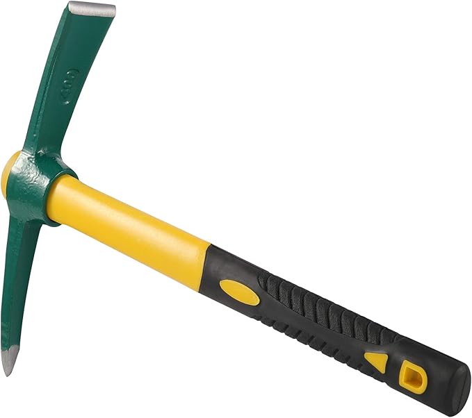KEILEOHO 17.7 Inches Pick Mattock Hoe, Forged Weeding Garden Pick Axe with Rubber Handle, Weeding Mattock Hoe for Gardening, Loosening Soil, Camping, Planting Vegetables and Fruits