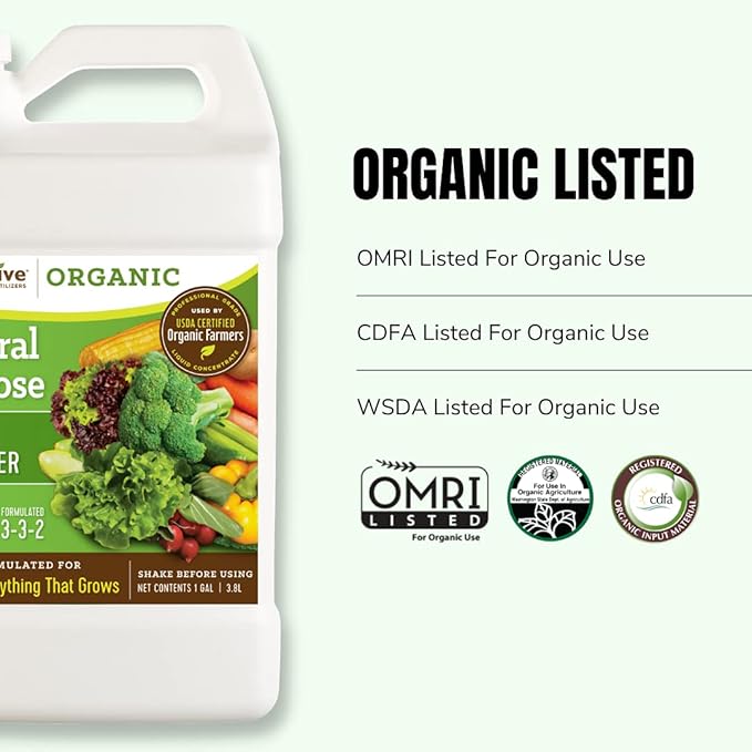 AgroThrive All Purpose Organic Liquid Fertilizer - 3-3-2 NPK (ATGP1320) (2.5 Gal) for Lawns, Vegetables, Greenhouses, Herbs and Everything Else that Grows