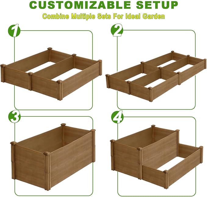 PetsCosset 8x2Ft Raised Garden Bed – Planter Box for Outdoor Plants, Fir Wood Garden Beds for Vegetable, Herb, and Flower Cultivation – Easy Assemble