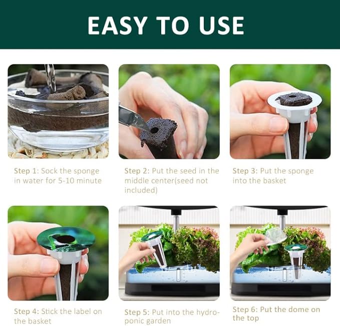 YBB 24 Sets Seed Pod Kit for Aerogarden, Hydroponics Sponges Grow Anything Kit Garden Seed Starting System Indoor Hydroponics Supplies with Seed Dispenser