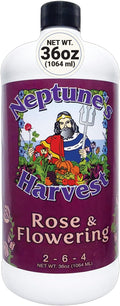 Neptune's Harvest Rose & Flowering Fertilizer (2-6-4) - 36oz Bottle - Organic Liquid Food for Vibrant Blooms & Growth - Promotes Healthy Foliage - Ideal Fertilizer for Indoor & Outdoor Use
