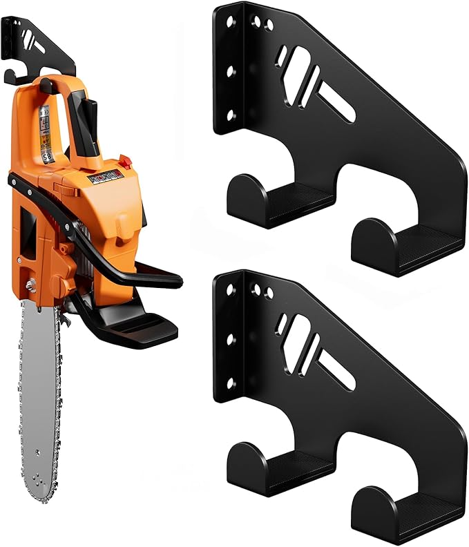 Chainsaw Hanger Wall Mount - Heavy Duty Chainsaw Holder for Garage Organization, Storage Shed Organizer, Chainsaw Rack with Protective Pad, Garage Tools, 2 Pack