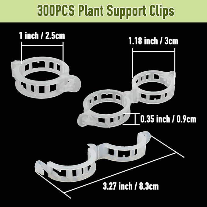 300Pcs Tomato Clips, Thickened Plant Support Clips for Climbing Plants, Trellis Clips for Tomato Grape Vine, Garden Clips for String Trellis Vegetables, Plant Fixing Clips Help Grow Upright