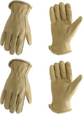 HLDD HANDLANDY 2 Pairs Leather Work Gloves for Men & Women, Reinforced Durable Palm for Welding, Farm, Gardening, Driving