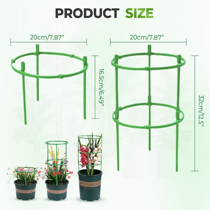 Plant Support Cage, Adjustable Height Garden Stakes for Tomato, Peony, Hydrangea, Snake Plant, Upgraded Thickened Half-Round Plant Supports for Indoor Outdoor Climbing Vegetables & Flowers (2)