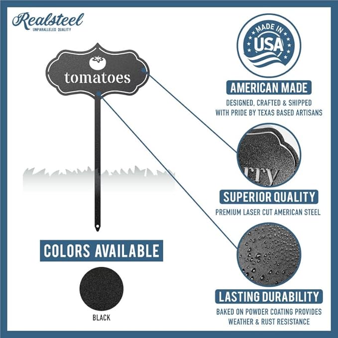 RealSteel - Seed & Plant Markers - Indoor/Outdoor Herb Garden Stakes - Elegant Fruit/Vegetable Seed Labels - Durable Plant Tags for Pots - Classy Design for Farmhouse/Greenhouse (Zucchini)