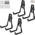 Garage Storage Utility Hooks，Garage Garden Tool Organizer，Steel Wall Mount Hooks, Garden Small U Hooks (4 Pack-Black)