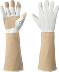 Long Gardening Gloves Men & Women Breathable Cowhide Leather Rose Pruning Thorn Proof Durable Heavy Duty