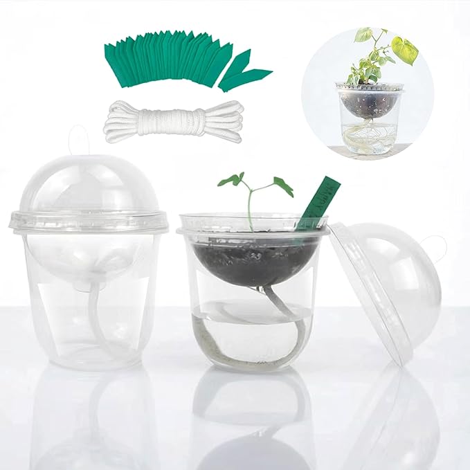 ORIMERC 30 Set Nursery Pots with Humidity Dome, Clear Nursery Pots with Drainage, Self Watering Small Plant Pots, Seedling Pots for Plants, Seed Starter Pots for Planting Vegetables Fruit Flower