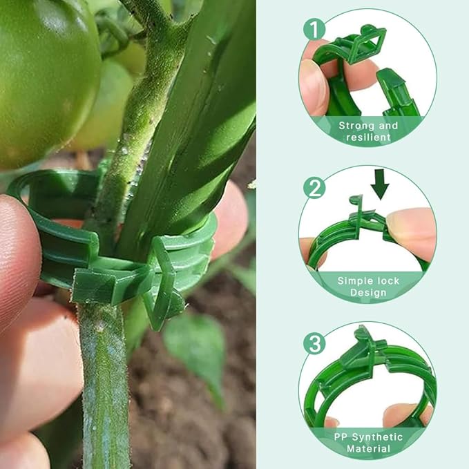 Secured Plastic Plant Clip, 2026 New Reusable Plant Support Clips Plastic Clips Tomato Clips for Securing Plants for Climbing Plants, Vegetable Stems (200, White)