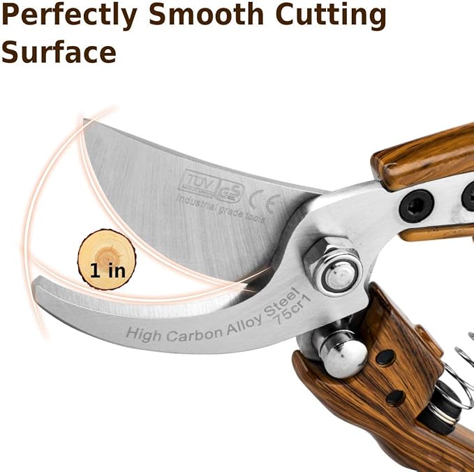 WProfessional Sharp Pruners, Garden Pruners, Tree Trimmers Secateurs, Bypass Pruning Shears, Secateurs, Hand Pruner, Garden Shears, Gardening Shears Clippers for Plants, Gardening Cutter (Wood Grain)