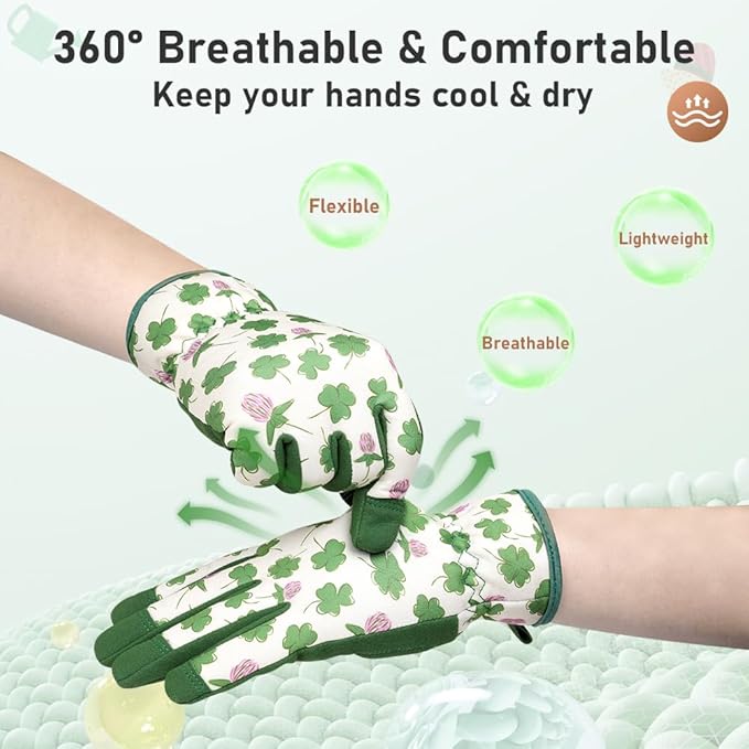 Ainiv Womens Gardening Gloves,Touchscreen Compatible Working Gloves for Weeding,Leather Garden Glove for Women Thorn Proof