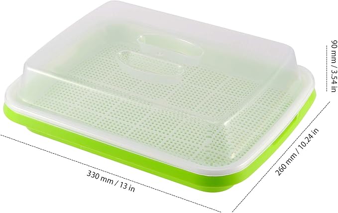 8 Pack Seed Sprouter Tray, BPA Free, Big Capacity Seed Germination Tray, Healthy Wheatgrass Seeds Grower with Lid for Growing, Bean Sprouts, Cat Grass, Wheat Grass, Mung Beans