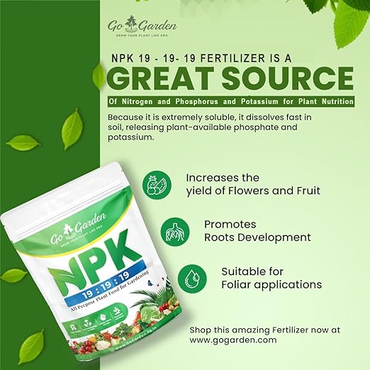 Go Garden NPK 19-19-19 Fertilizer – 400g Water-Soluble All-Purpose Plant Food | Balanced Nitrogen Phosphorus Potassium for Flowers, Fruits, Vegetables & Indoor Plants | Fast Growth & Bloom Booster