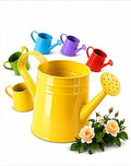 White Watering Can Metal - 1 Gallon Vintage Sprinkling Can with Removable Spout - Galvanized Steel Water Cans for Indoor Outdoor Plants - Long Spout Garden Irrigation Tool for Flowers (Yellow)