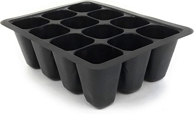 12 Cell Garden Seedling Starter Trays, Seed Germination and Plant Propagation Planting Seeder Pots (3 Trays)