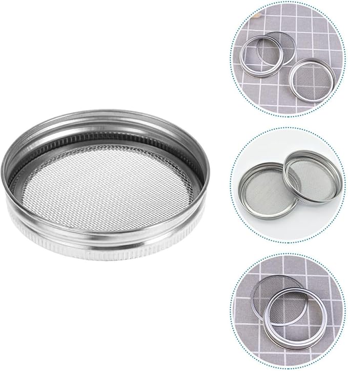 LIFKOME 3pcs Stainless Steel Sprouting Jar Mesh Lids for Wide Mouth 70mm Mason Jars, Seed Germination Covers with Filter Screen, Versatile Kitchen Canning Accessories for Home Sprout