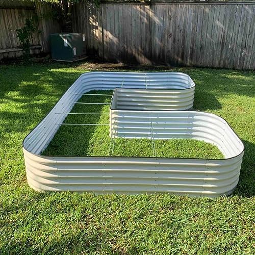 Vego garden 17" Tall U-Shape Raised Garden Bed Metal Raised Planter Bed for Vegetables Flowers Ground Planter Box-Jumbo Size