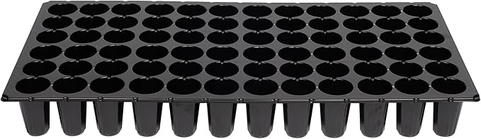 SUNPACK 21" x 11" Heavy Duty 72-Cell Circular Insert Tray, Black, 2.5" - Ideal for Greenhouses or Indoor Gardening - Holds Up to 72 Different Seeds
