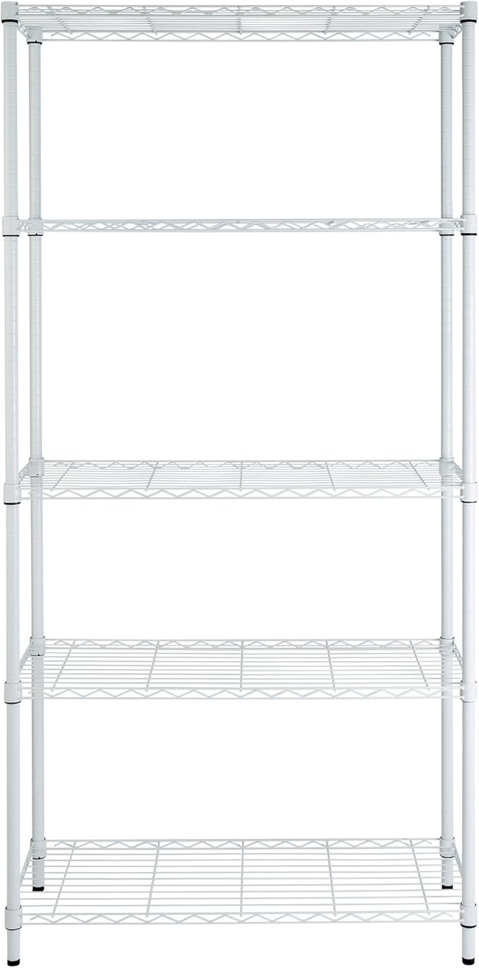 Honey-Can-Do 5-Tier Heavy Duty Adjustable Shelving Unit, 200-lb Per Shelf Metal Storage Rack, White Wire Shelf for Laundry Room Kitchen Craft Room, 36 x 14 x 72 in