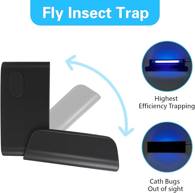 2 Pack UV Fly Light Trap Indoor for Home Gnat Traps for House, Wall Sconce Fly Light Bug Catcher for Kitchen House & Restaurant Fruit Flies Garage & Warehouse with 10 Sticky Glue Boards 6.5 ft Cord