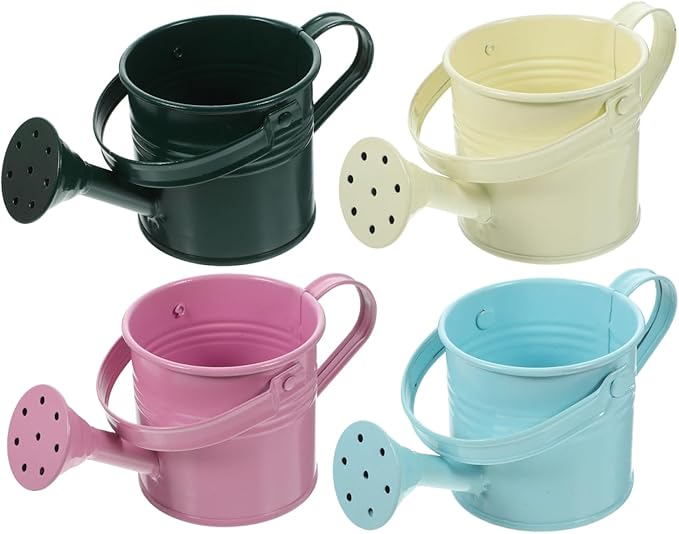 DOITOOL Metal Watering Cans, 5Pcs Kids Gardening Water Pots, Iron Watering Can Garden Watering Bucket for Gardening Plants Flower (Mixed Style)