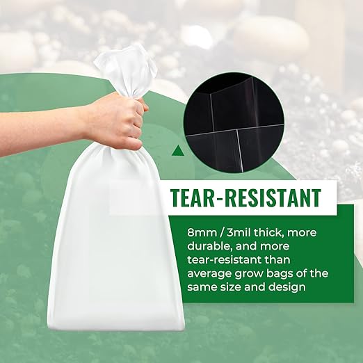 Large Extra Thick 100 Packs Mushroom Grow Bags, 6 Mil Spawn Bags 5.5" X 9.8" X 25.6" with 0.2 Micron Filter Breathable Autoclavable Durable
