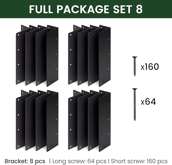 Set of 16 Raised Garden Corner Brackets, 11 inch Raised Bed Corner Brackets with Screws, Rust Resistant Metal Connectors for Furniture Flower Vegetable Planter, 3 inch Wide