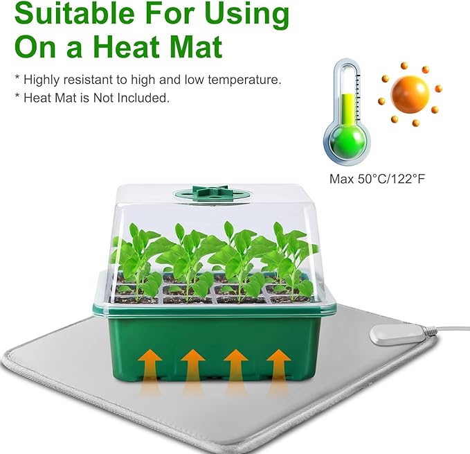 iMounTEK 5Packs Seed Starter Tray with Grow Light Humidity Dome Germination Kit with 5-Level Brightness 4 Timers for Indoor Greenhouse for Plants