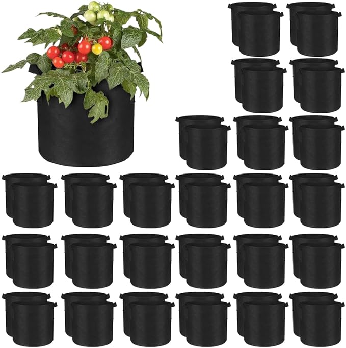 50 Pack 10 Gallon Plant Grow Bags, Heavy Duty Aeration Fabric Pots with Handles Thickened Nonwoven Garden Bags for Vegetables, Flowers, Fruits