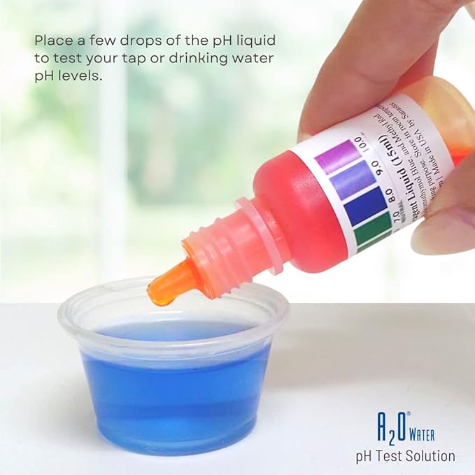 Alkaline, Tap, and Drinking Water pH Level Test kit (WHT/100-125 Tests) 0.50 Fl Oz, More Accurate Than Test Strips, Made in USA, by A2O Water