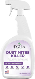 Hygea Natural Dust Mite Spray - Eliminates Dust Mites, Carpet Mites, Rodent Mites, Bird & Scabies Mites - Pet & Child Friendly - 24oz (unscented)