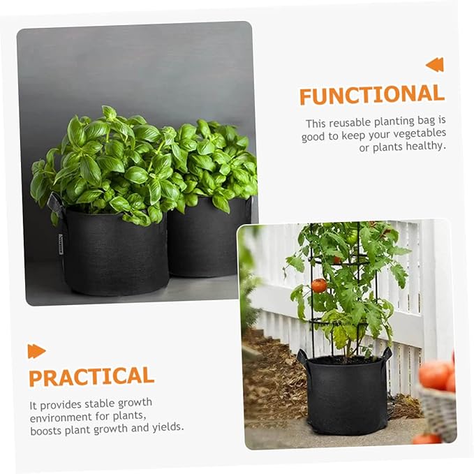 BESPORTBLE 5pcs Non-Woven Planting Bags Breathable Nursery Pouches for Vegetables and Flowers Reusable Garden Grow Bags Excellent Airflow for Balconies and Yards
