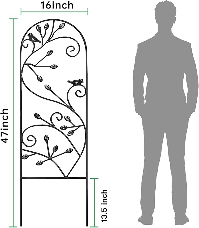 AMAGABELI GARDEN & HOME 2 Pack Garden Trellis for Climbing Plants 47" x 16" Black Iron Potted Support Vines Metal Wire Plant Trellis for Climbing Vegetables Flower Patio Roses Cucumbers Supports