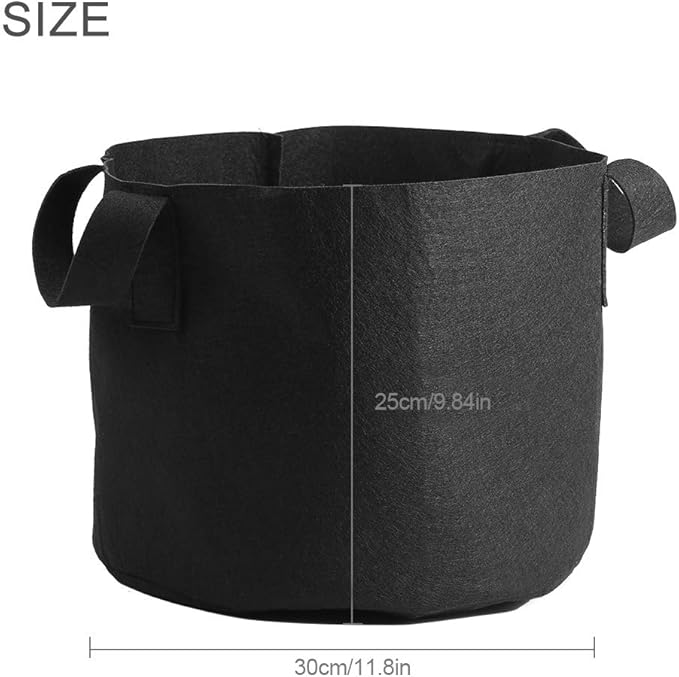 Plant Grow Bag, 1/2/3/5/7/10 Gallon Black Flower Plants Growing Bag, Vegetable Aeration Fabric Planting Pot Container with Handles for Indoor Outdoor Nursery Garden Planting (25 x 30 cm (5 Gallons))