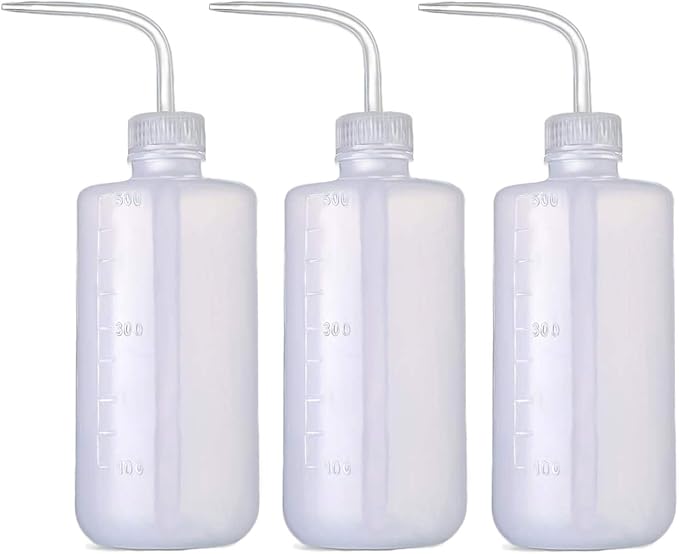 BEADNOVA Irrigation Bottle 500ml 17oz Indoor Plant Watering Can Water Squirt Plastic Rinse Bottle for Eyelash Extensions Eye Wash Tattoo Lab (3pcs)
