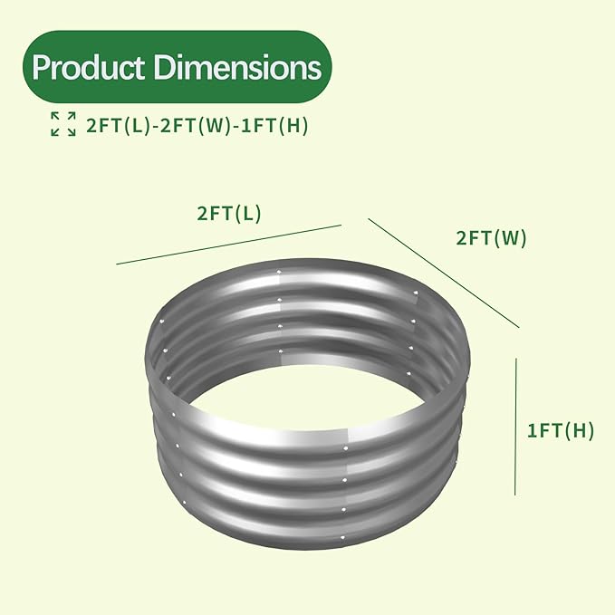 Galvanized Garden Bed Kit for Vegetables/Herbs/Flowers, Raised Planter Box, Outdoor, 2 Pack 2x2x1 Ft