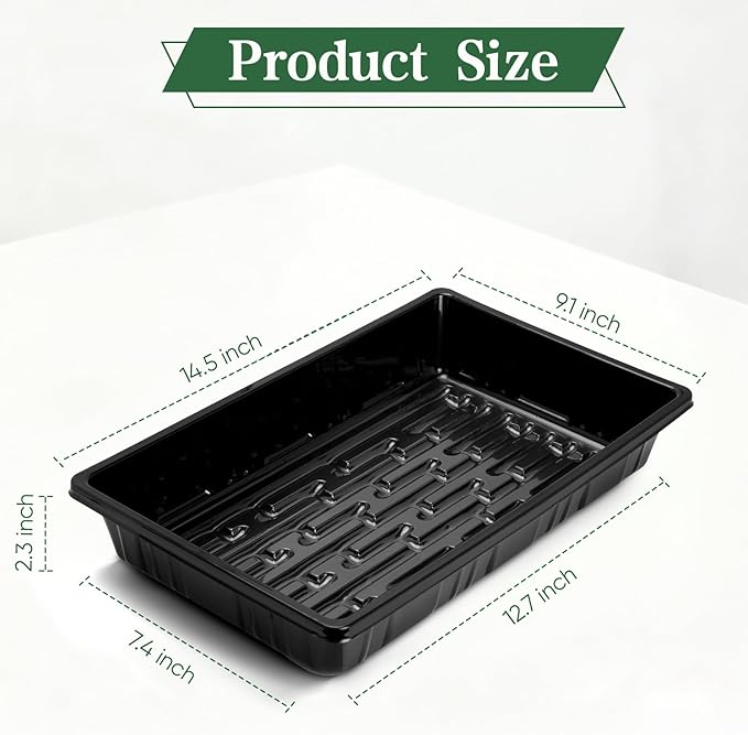 Sckee Upgraded 20 Pack Plant Growing Trays Seed Starting Tray Microgreens Growing Trays Seedling Plant Germination Starter Tray Transplant Fodder Flats, No Holes, No Leakage, Reusable (1015)