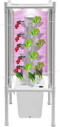 Hydroponic Growing System, 30-Plant Vertical Gardening System with 4 LED Grow Lights, 6-Layer Tower, Hydroponic System for Herbs, Fruits and Vegetable (No Seedlings Included) (White)