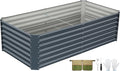 G GOOD GAIN 6x3x2 ft Galvanized Raised Garden Bed Kit, Large Metal Planter Box Outdoor for Vegetables, Flowers, Herbs, 24" Tall 269 Gallon Capacity Deep Root Design, Grey
