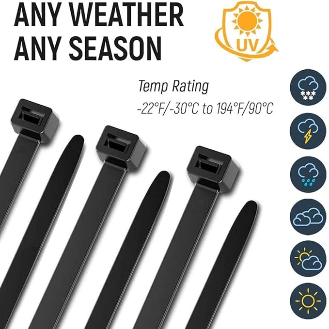 ALBO Zip Ties Black 10 Inch 5000 Pack 50 lb, Long Plastic Cable Ties Thick 0.19 Inch Tie Wraps Heavy Duty UV Resistant Nylon Wire Ties for Indoor and Outdoor