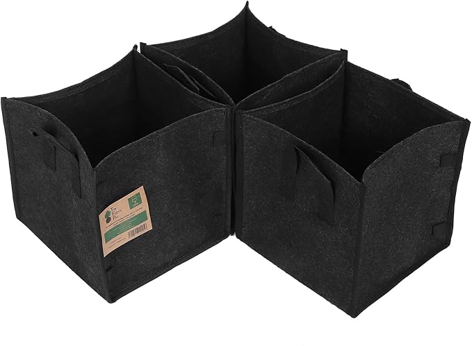 Fafeicy Plant Container 3Pcs Plant Growing Bag with Handles Black Square Felt Vegetable Fruit Flower Grow Container Garden Supplies ((5 gallons) 23.5 * 23.5 * 25)