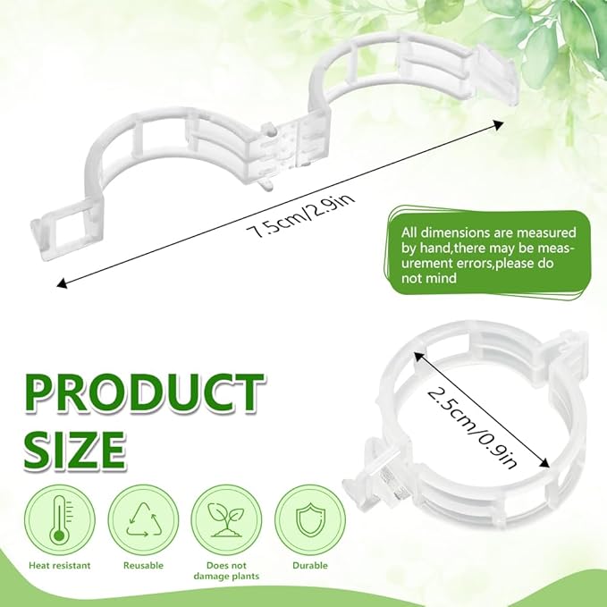 Plant Support Clips, Plastic Garden Fixing Clips for Climbing Plants Tomato Grape Vines, Greenhouse Garden Clips to Keep Plants Upright & Healthy (100, Green)