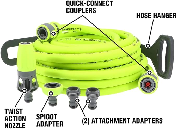 Flexzilla HFZG12050QN Garden Hose Kit with Quick Connect Attachments | Lightweight Coils Easily | Quick Connect Couplers | Won't Kink Under Pressure